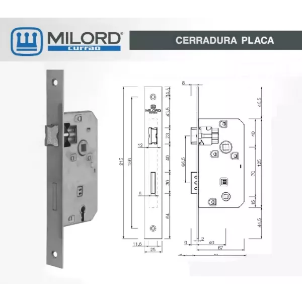 Cerradura Placa Currao - Frente Largo