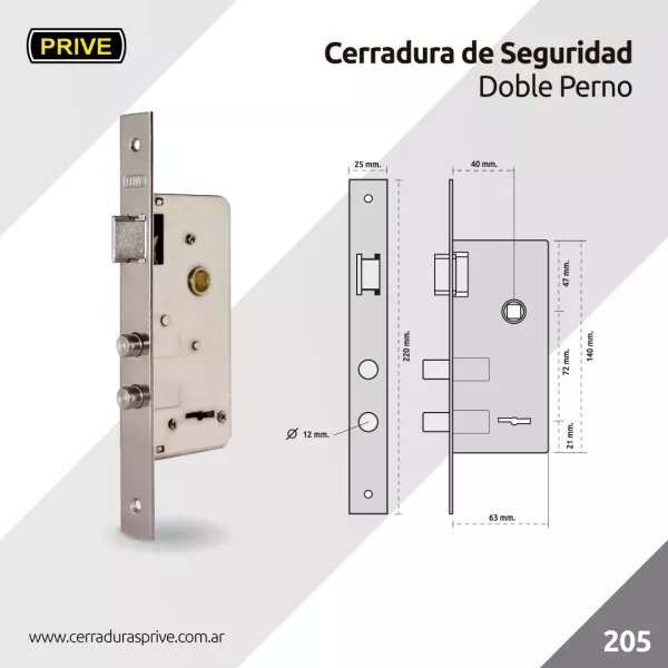 Cerradura Prive 205 - Dob.Perno