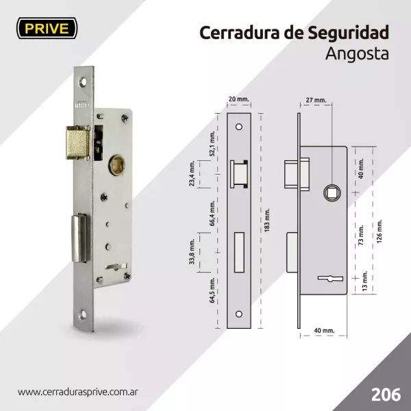 Cerradura Prive 206 - Caja Angosta