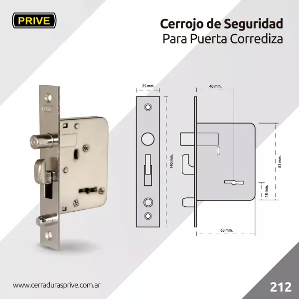 Cerrojo Prive 212 - Pta. Corrediza