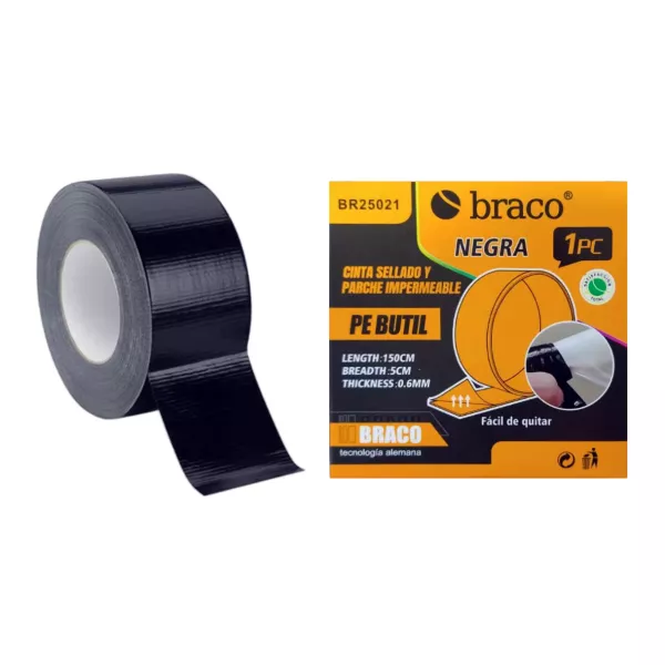 CINTA SELLADORA IMPERMEABLE - 5 CM X 1.5 MT - NEGRA