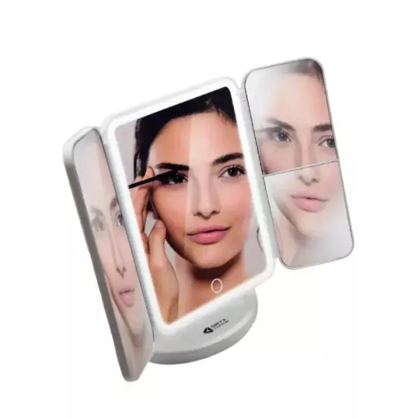 ESPEJO TRIPLE MAQUILLAJE CON LUZ - RECARGABLE