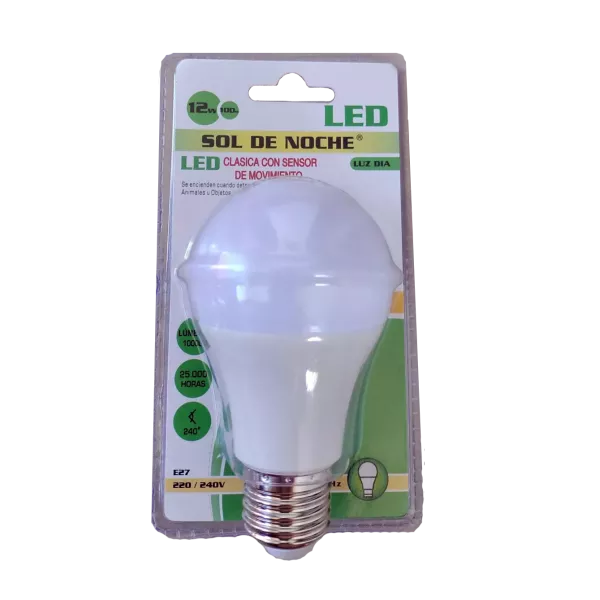 Lampara Led E27 Con Sensor Mov. - 12 W