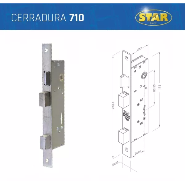 Cerradura Star 710 Dob.Traba Rectangular